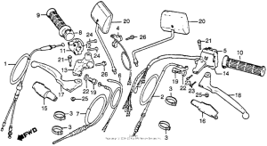 CB125S Control levers + switches + cables