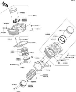 VN1500 Цилиндр и поршни