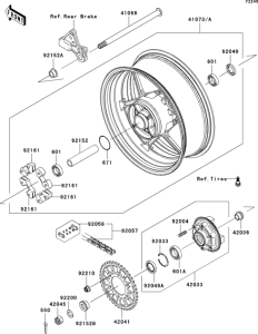 ZX1000 Заднее колесо и цепь
