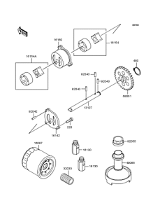 ZX400 Масляный насос и фильтр