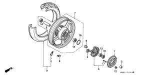 CB250 Rear wheel complete assy