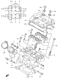 SV650 Задняя головка цилиндров
