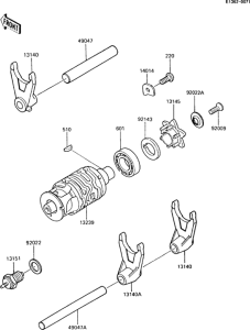 AR125S Валы и вилки переключения передач