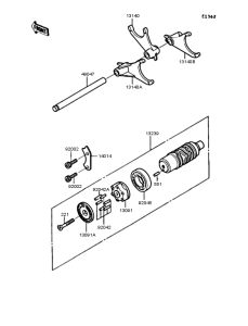 ZX900 Gear change drum & forks