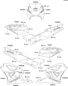 ZX400 Decal(green / white / blue)(zx400-l3)