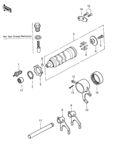 KZ400 Gear change drum / forks