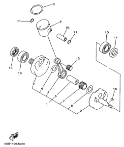 YZ125L Коленвал и поршень
