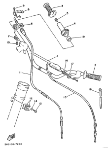 YZ125 Steering handle. cable