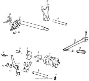 MR50 Gearshift fork + drum + spindle