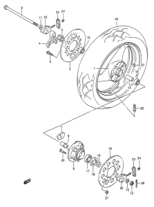 GSF400 Rear wheel complete assy