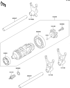 ZX900 Валы и вилки переключения передач