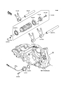 ZX1000 Gear change drum / shift fork