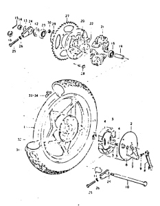 GT250 Rear wheel complete assy