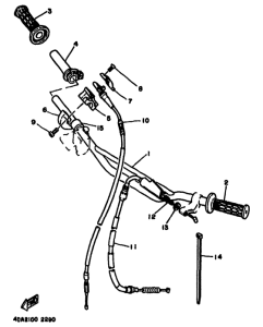 YZ125F Steering handle. cable