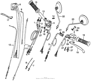 CB360 Handle switch + lever + cable