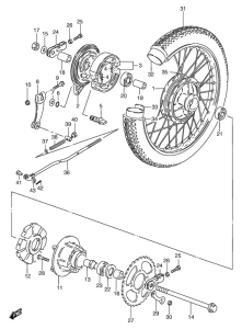 GS125 Rear wheel complete assy