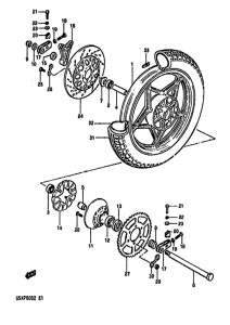 GSX750 Rear wheel complete assy