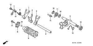 XR400R Shift drum / shift fork