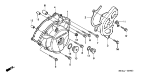 XR400R Крышка картера левая