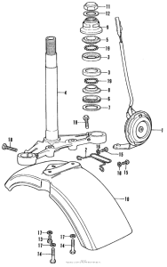 CT70 Steering stem + front fender + horn