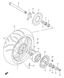 TL1000 Rear wheel complete assy