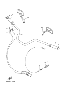 XVS650A Steering handle. cable