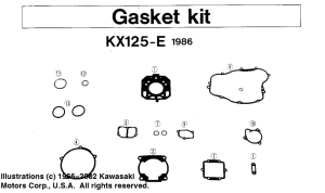 KX125 Комплект прокладок