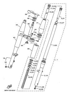 XVS650A Передняя вилка
