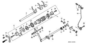GL1500SE Shift drum / shift fork