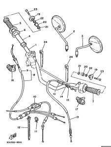 TDR250 Steering handle. cable