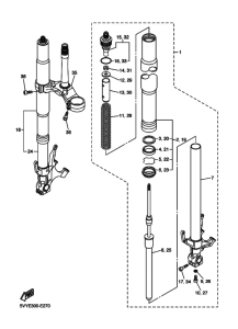 YZF-R1R ( RaceBase) Front fork assy(ur silv