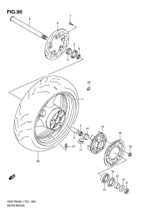 GSX-R600 Rear wheel complete assy