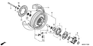 VT1100C2 Rear wheel complete assy