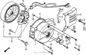 XL350R Left crankcase cover + alternator