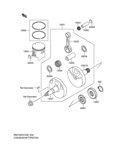 RM100 Crankshaft / piston