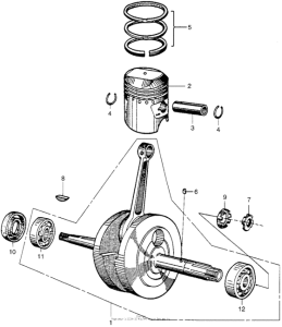 CA102 Коленчатый вал и поршни