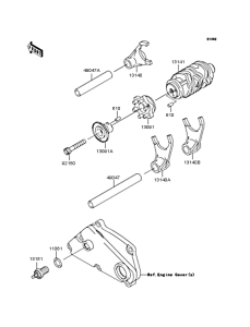  Gear change drum & forks