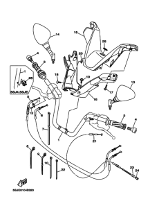 YP250A ｽﾃｱﾘﾝｸﾞﾊﾝﾄﾞﾙ.ｹｰﾌﾞﾙ2 5sj1,4,c,e