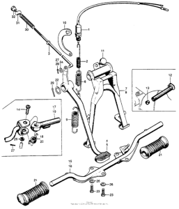 CL90 Rear brake + main stand + side stand