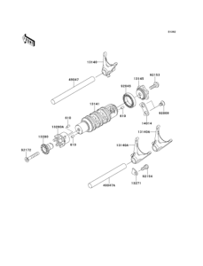 EX650 Gear change drum / shift fork