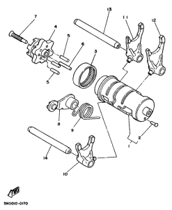 TW200E Shift cam. fork