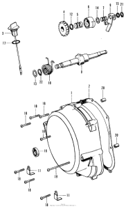  Right crankcase cover + kick spindle