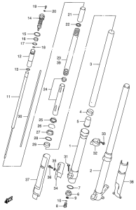 RM125 Передняя вилка