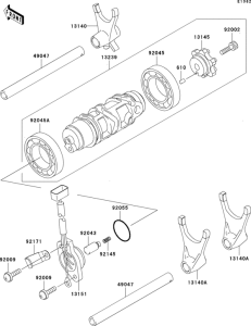 ZX1200 Валы и вилки переключения передач