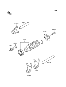 BJ250 Gear change drum & forks