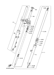 RZ50 Front fork assy(ur silv