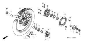 XLX350 Rear wheel complete assy