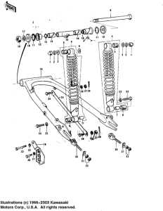KE175 Swing arm / shock absorbers