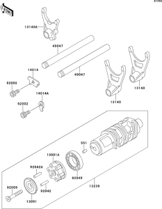 ZR1100 Валы и вилки переключения передач