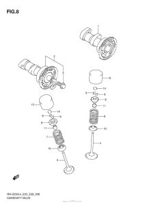 RM-Z250 Распред вал / клапана